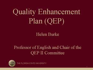 Quality Enhancement Plan QEP Helen Burke Professor of