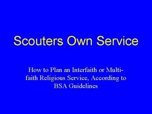 Scouters Own Service How to Plan an Interfaith