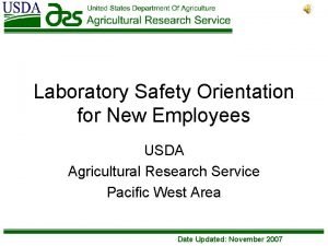 1 Laboratory Safety Orientation for New Employees USDA