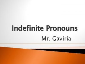 Indefinite Pronouns Mr Gaviria SOMEANY plural nouns There