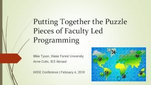 Putting Together the Puzzle Pieces of Faculty Led