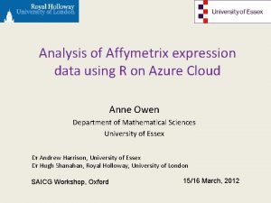 Analysis of Affymetrix expression data using R on
