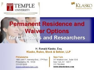 Permanent Residence and Waiver Options for Clinicians and