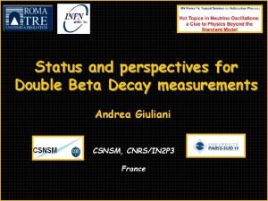 Status and perspectives for Double Beta Decay measurements