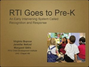 RTI Goes to PreK An Early Intervening System