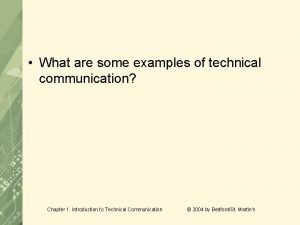 Technical communication examples