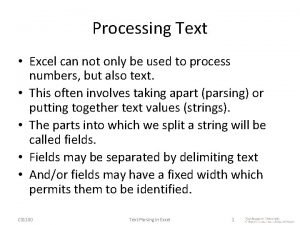 Excel text processing