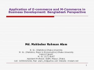 Application of Ecommerce and MCommerce in Business Development