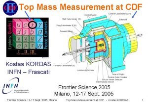 Top Mass Measurement at CDF Kostas KORDAS INFN