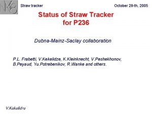 Straw tracker October 28 th 2005 Status of