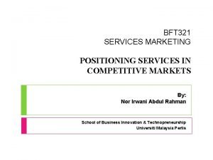 Market positioning services