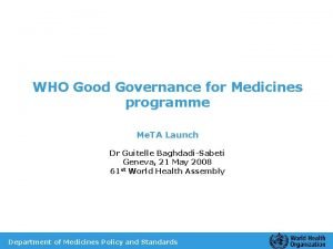 Good governance for medicine