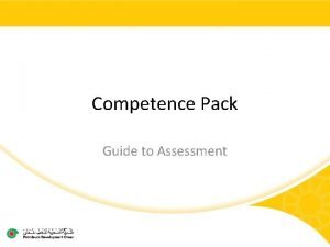 Competence Pack Guide to Assessment HSE Competence Descriptions