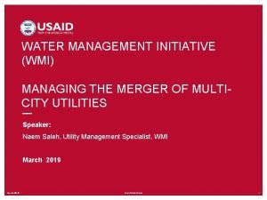 WATER MANAGEMENT INITIATIVE WMI MANAGING THE MERGER OF