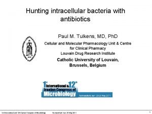 Hunting intracellular bacteria with antibiotics Paul M Tulkens