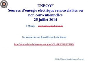 UNECOF Sources dnergie lectrique renouvelables ou non conventionnelles