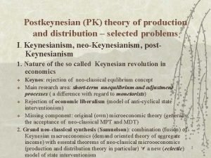 Postkeynesian PK theory of production and distribution selected