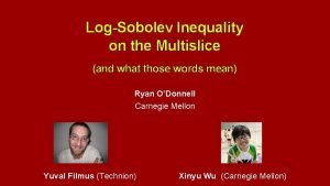 LogSobolev Inequality on the Multislice and what those