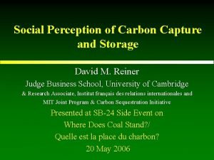 Social Perception of Carbon Capture and Storage David