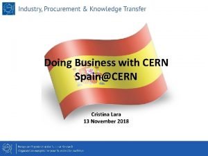 Doing Business with CERN SpainCERN Cristina Lara 13
