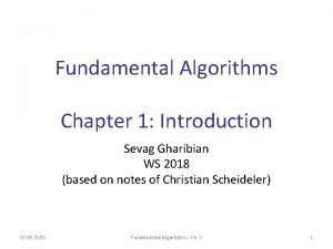 Fundamental Algorithms Chapter 1 Introduction Sevag Gharibian WS