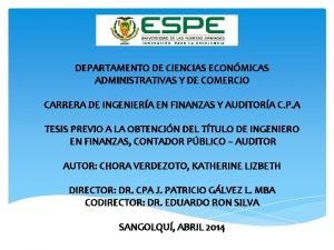 DEPARTAMENTO DE CIENCIAS ECONMICAS ADMINISTRATIVAS Y DE COMERCIO