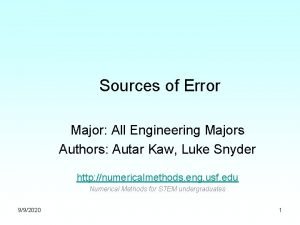 Sources of Error Major All Engineering Majors Authors
