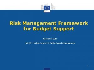 Risk Management Framework for Budget Support November 2014