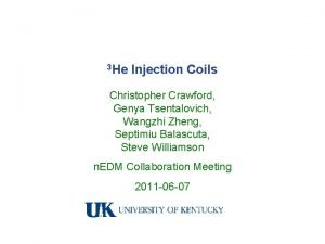 3 He Injection Coils Christopher Crawford Genya Tsentalovich