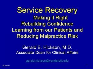 Service Recovery Making it Right Rebuilding Confidence Learning