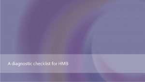 A diagnostic checklist for HMB The HELP diagnostic