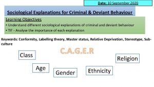 Date 10 September 2020 Sociological Explanations for Criminal