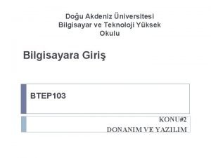 Dou Akdeniz niversitesi Bilgisayar ve Teknoloji Yksek Okulu