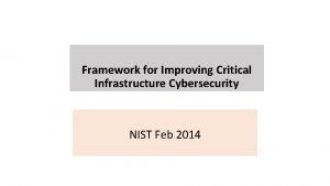 Nist framework for improving critical infrastructure