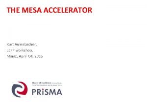 THE MESA ACCELERATOR Kurt Aulenbacher LEPP workshop Mainz