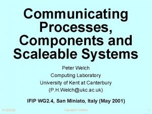 Communicating Processes Components and Scaleable Systems Peter Welch