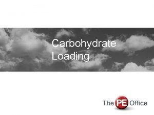 Carbohydrate Loading OBJECTIVES TO KNOW AND UNDERSTAND WHAT