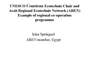 UNESCO Cousteau Ecotechnie Chair and Arab Regional Ecotechnie