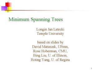 Minimum Spanning Trees Longin Jan Latecki Temple University