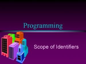 Programming Scope of Identifiers COMP 102 Prog Fundamentals