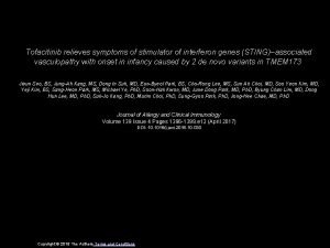 Tofacitinib relieves symptoms of stimulator of interferon genes