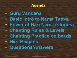 Agenda Guru Vandana Basic Intro to Nama Tattva