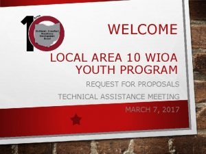 WELCOME LOCAL AREA 10 WIOA YOUTH PROGRAM REQUEST