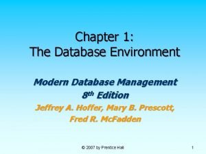 Chapter 1 The Database Environment Modern Database Management