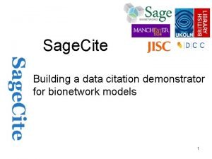 Sage Cite Building a data citation demonstrator for