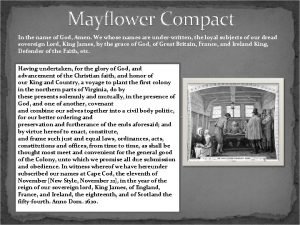 In the name of god amen mayflower compact