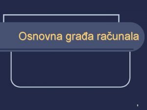 Osnovna graa raunala 1 Sklopovlje raunala n Raunalo