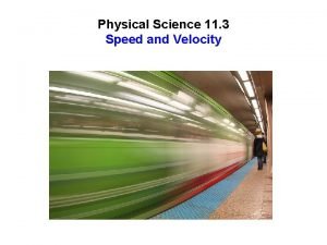 Velocity physical science