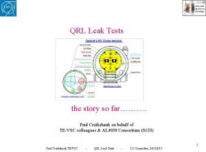 QRL Leak Tests the story so far Paul