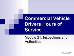 Commercial Vehicle Drivers Hours of Service Module 21